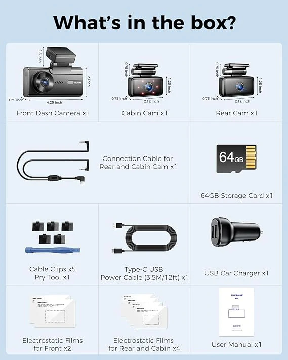 AZDOME M580 3CH Dash Cam 5K with 4" Touch Screen IR Night Vision 24H Parking Mode - Image 9