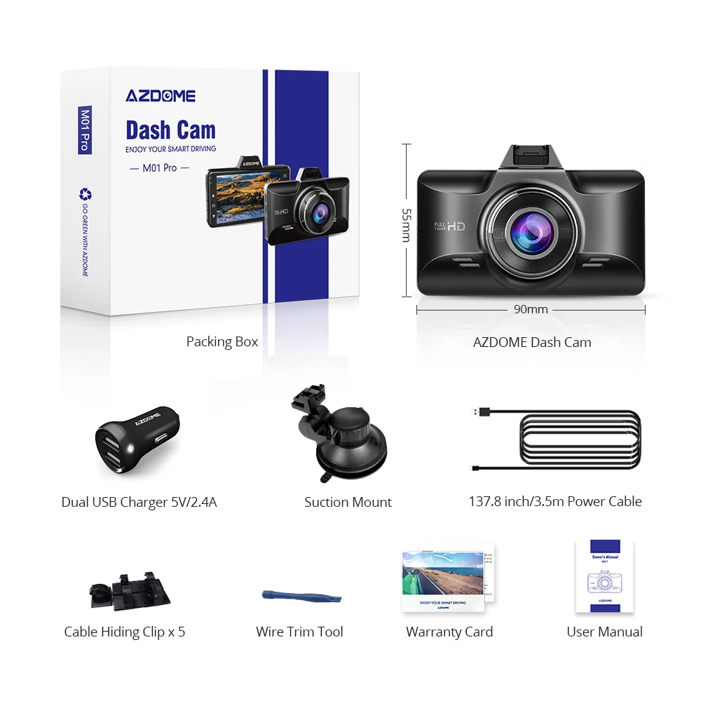 AZDOME M01 Pro 2CH Dash Cam 1080P with ADAS 3" Screen 24H Parking Mode - Image 9
