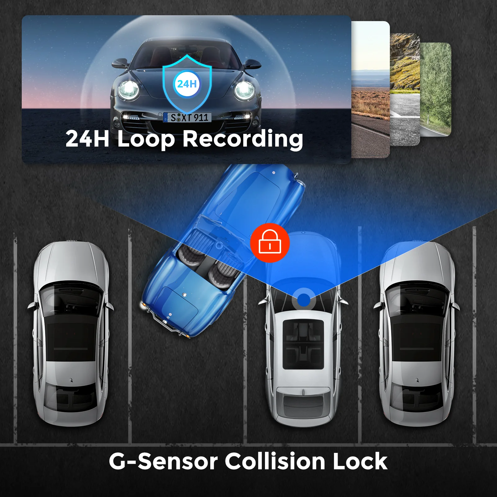 AZDOME M27 1CH Dash Cam 2K with 3" Display 24H Parking Mode - Image 6