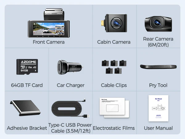 AZDOME M550 3CH Dash Cam 4K with 3.19" Screen IR Night Vision 24H Parking Mode - Image 13