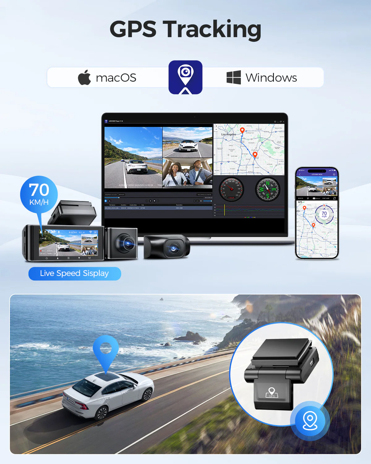 AZDOME M550 3CH Dash Cam 4K with 3.19" Screen IR Night Vision 24H Parking Mode - Image 7