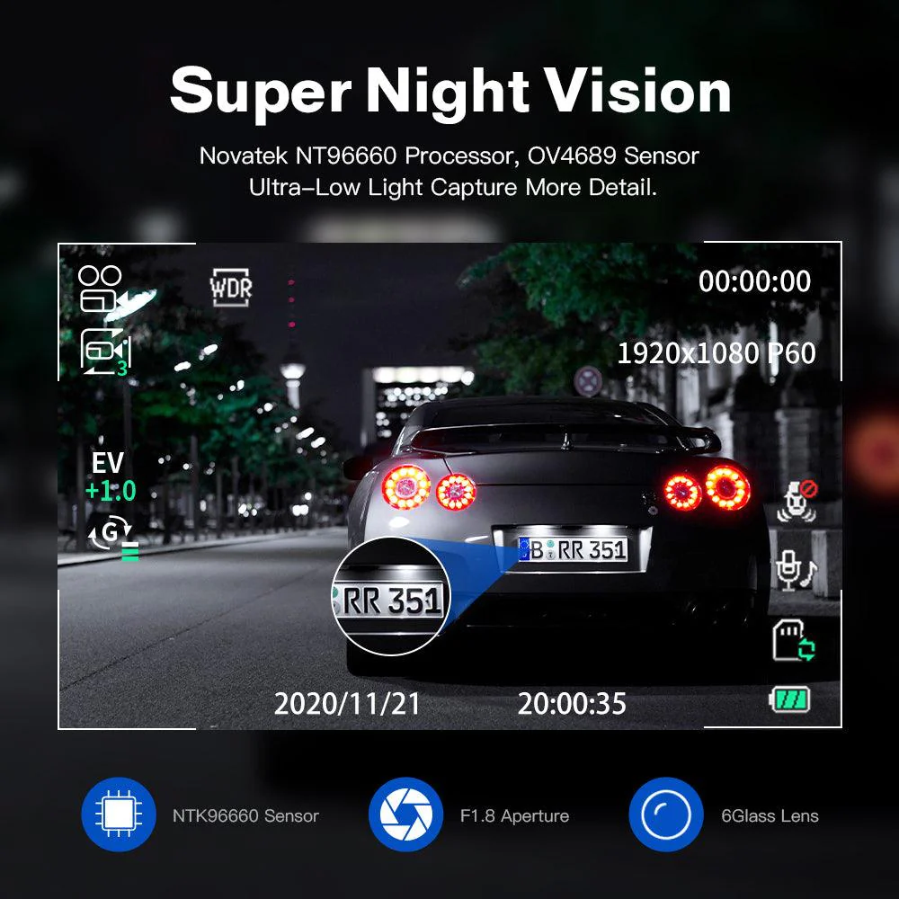 AZDOME GS63H 1CH Dash Cam 4K with Super Night Vision and Built in WiFi - Image 6
