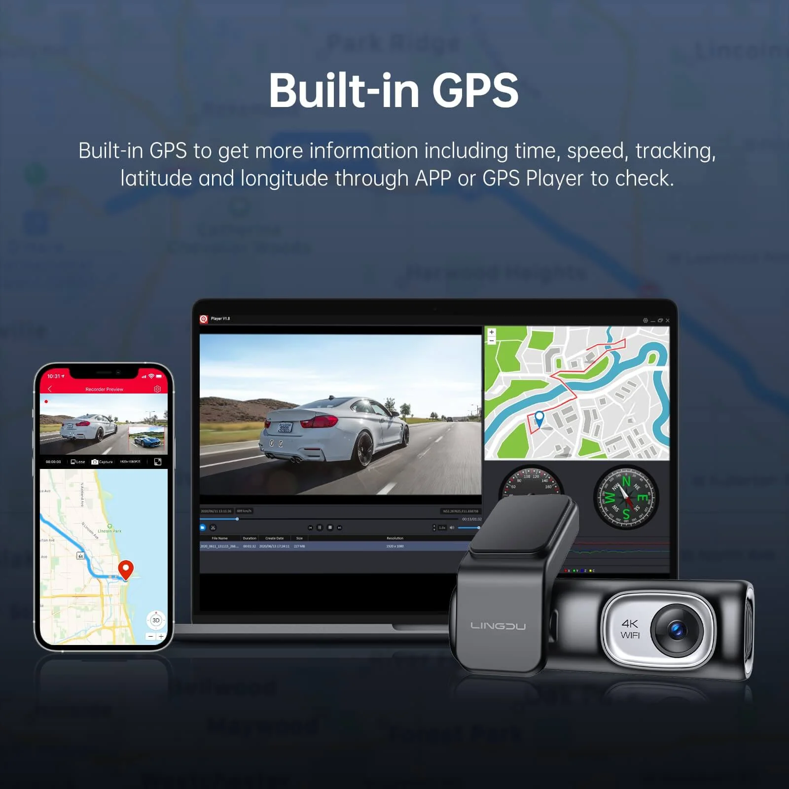 LINGDU D600 2CH Dash Cam 4K with 0.96" Screen Voice Control 24H Parking Mode - Image 5