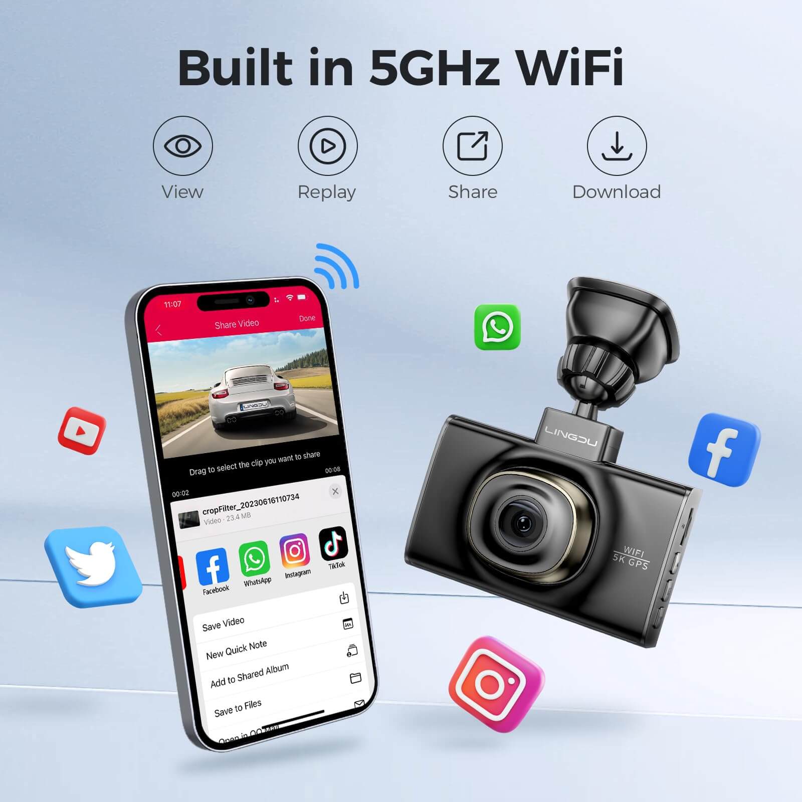 LINGDU LD02 2CH Dash Cam 4K with 3" Screen IR Night Vision 24H Parking Mode - Image 4